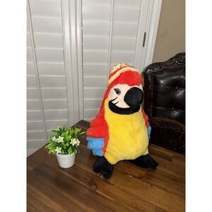 NWT Peek-A-Boo Toys Red Parrot Bird With Hat Plush Toy Stuffed Animal
